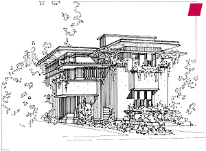 'Arthur L. Richards Duplex Apartments' American System-Built Houses 1916, (Nachzeichnung) HISTORIC AMERICAN BUILDINGS SURVEY - 1991, UNIVERSITY OF WISCONSIN