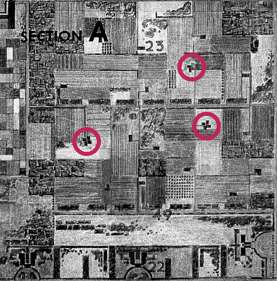 Ausschnitt des 'Living City' Lageplans von 1958 aus 'Frank Lloyd Wright 1943-1959: The Complete Works' von Bruce Brooks Pfeiffer, veröffentlicht von Taschen 2009