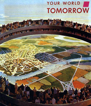 'Democracity' - 1939, von Henry Dreyfuss für die New York World's Fair aus 'Yesterday's Tomorrows: Past Visions of the American Future' von Joseph J. Corn und Brian Horrigan, herausgegeben von Katherine Chambers, veröffentlicht von The Johns Hopkins University Press, Baltimore - 1996 [Erstveröffentlicht - 1984, bei Smithsonian Institution, New York]