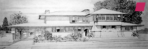'Prärie Haus' von Frank Lloyd Wright, aus dem Wasmuth Portfolio