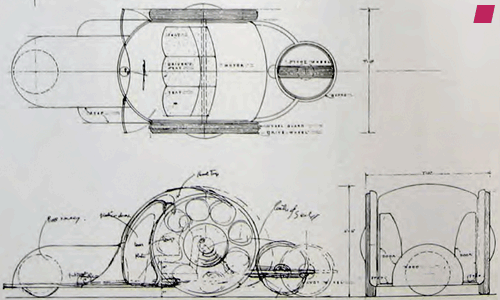 'Motor Car [Road Machine, Auto]' - 1958, von Frank Lloyd Wright, aus 'Frank Lloyd Wright 1943-1959: The Complete Works' von Bruce Brooks Pfeiffer, veröffentlicht vom Taschen Verlag 2009