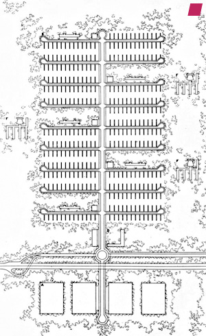 'A NEW SETTLEMENT UNIT' von Ludwig Hilberseimer aus 'The New City : Principles Of Planning' 1944