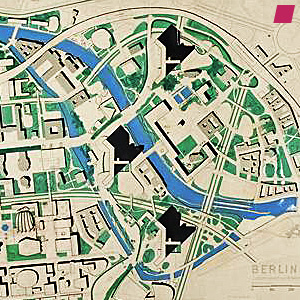 Wettbewerb für die Neugestaltung des Berliner Stadtzentrums [kurz vor der Errichtung der Berliner Mauer], Projekt 1958 von Le Corbusier, Netzbild, Ausschnitt