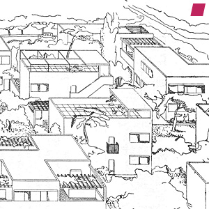 'Quartiers Modernes' Pessac, 1925 von Le Corbusier und Pierre Jeanneret, Ausschnitt aus 'Vers une architecture' von Le Corbusier,veröffentlicht von Dover Publications, Inc. 1986, Nachdruck der ersten Englischen Ausgabe veröffentlicht von Rodker 1931 [Erstveröffentlichung 1923]