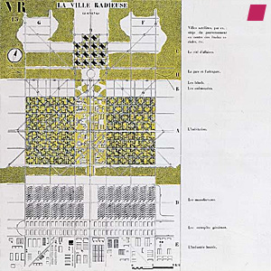 'Ville Radieuse', Projekt 1930 von Le Corbusier, Netzbild, Ausschnitt
