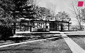 'Glass House' in New Canaan von Philip Johnson 1949, IN: 'Complexity and Contradiction in Architecture [Komplexität und Widerspruch in der Architektur]' von Robert Venturi, veröffentlicht vom Museum of Modern Art, New York, 2002 [Erstveröffentlichung 1966]