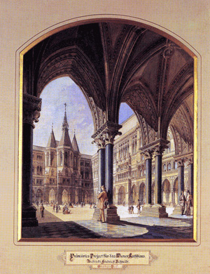 Neues Rathaus, großer Hof mit Kapelle, Friedrich von Schmidt - 1869